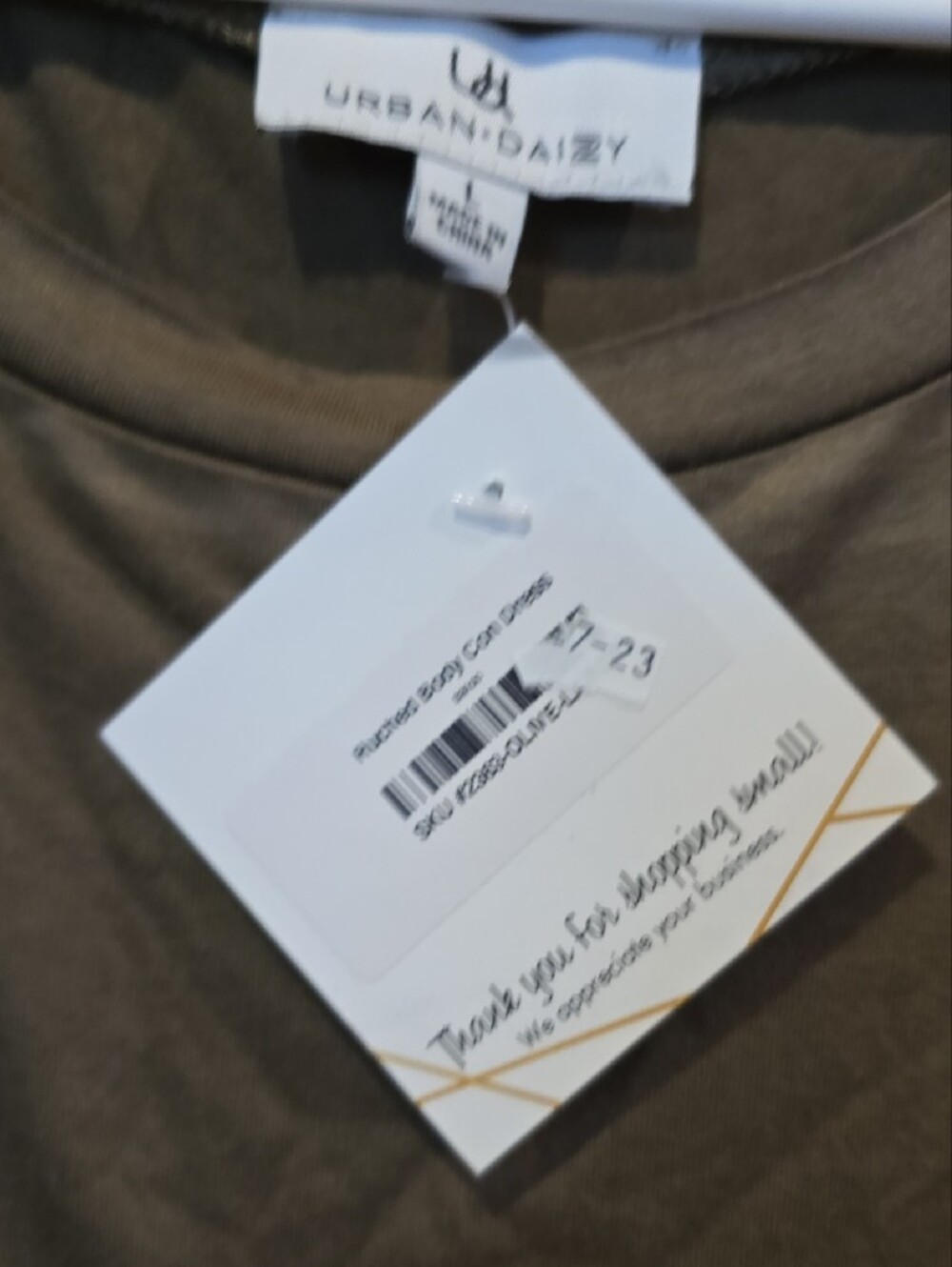 Lush Asymmetrical Ruched Sleeveless Dress in Olive - Picture 3 of 4